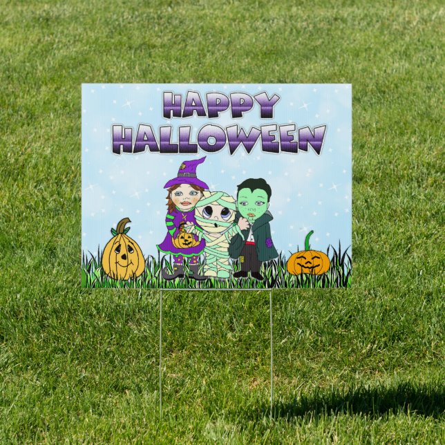 Happy Halloween Children in Costumes Sign (Insitu)