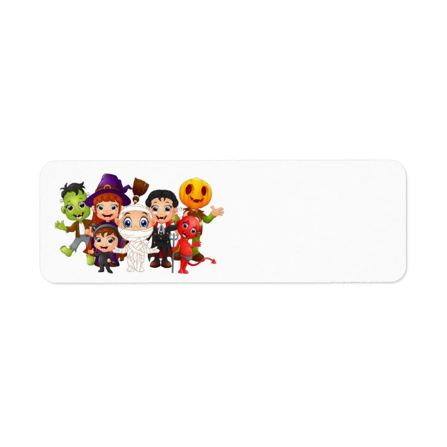 Happy Halloween children wearing costumes Label (Front)