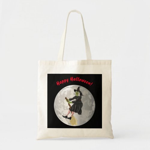 Happy Halloween Classic Green Witch Trick or Treat Tote Bag