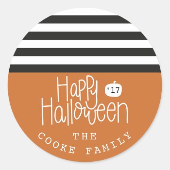 Happy Halloween Classic Round Sticker by Stacy_Cooke_Art at Zazzle