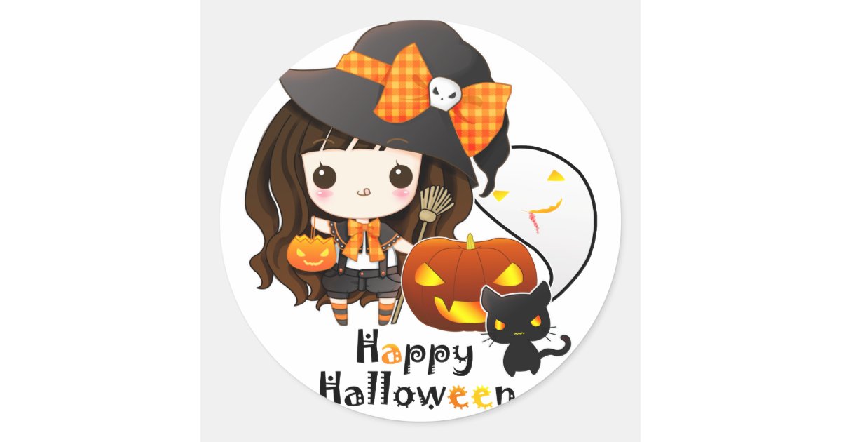 Happy Halloween Classic Round Sticker | Zazzle