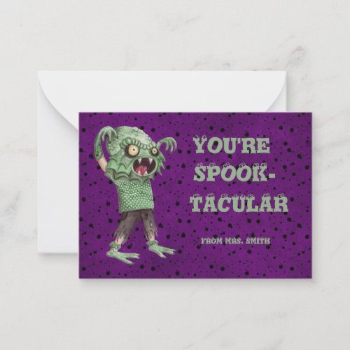 Happy Halloween Classroom Purple Green Note Card