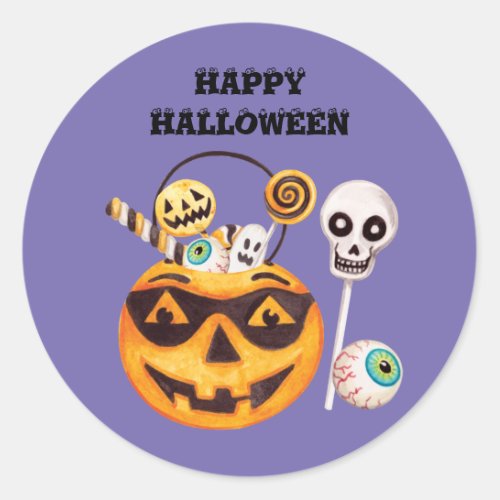 Happy Halloween Classroom Teacher Jack o Lantern  Classic Round Sticker