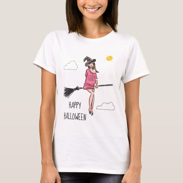 Happy Halloween Cloud Surfing funny customizable T-Shirt (Front)