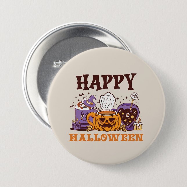Happy Halloween Coffee Brew Button (Front & Back)