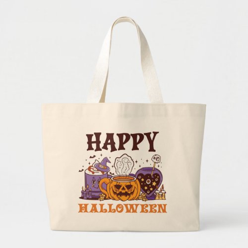 Happy Halloween Coffee Brew Large Tote Bag