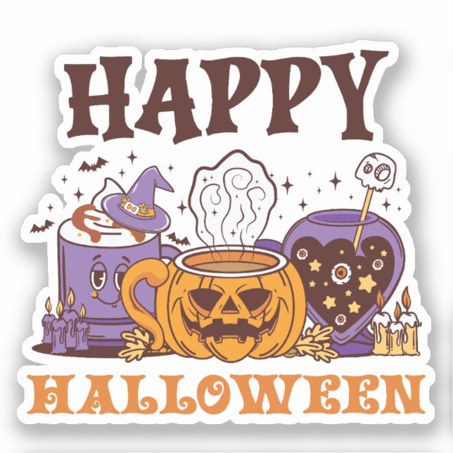 Happy Halloween Coffee Brew Sticker (Front)
