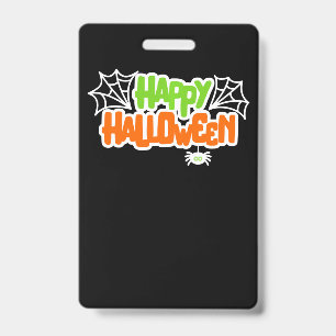 Happy Halloween Colorful Cute Spider Web Badge