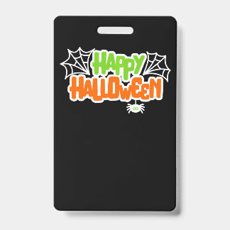 Happy Halloween Colorful Cute Spider Web Badge