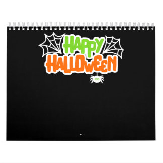 Happy Halloween Colorful Cute Spider Web Calendar