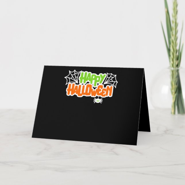 Happy Halloween Colorful Cute Spider Web Card (Front)