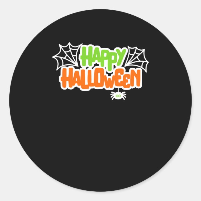 Happy Halloween Colorful Cute Spider Web Classic Round Sticker (Front)