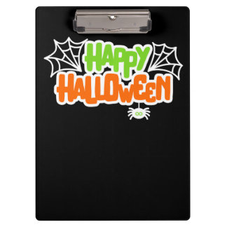 Happy Halloween Colorful Cute Spider Web Clipboard