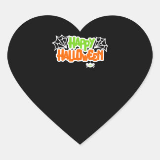 Happy Halloween Colorful Cute Spider Web Heart Sticker