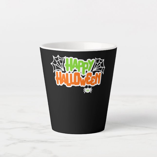 Happy Halloween Colorful Cute Spider Web Latte Mug (Front)