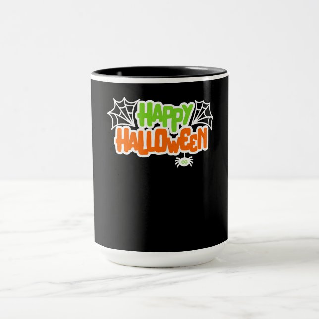 Happy Halloween Colorful Cute Spider Web Mug (Center)