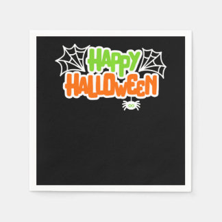Happy Halloween Colorful Cute Spider Web Napkins