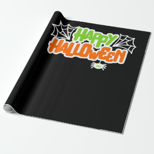 Happy Halloween Colorful Cute Spider Web Wrapping Paper
