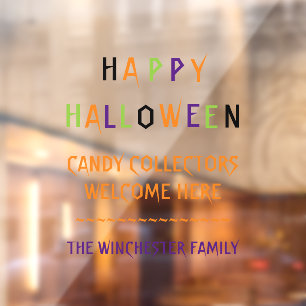 Happy Halloween colorful fun spooky custom text Window Cling