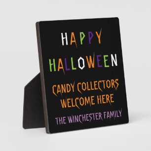 Happy Halloween colorful funny spooky custom text Plaque