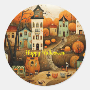 Happy Halloween colorful illustration Classic Round Sticker
