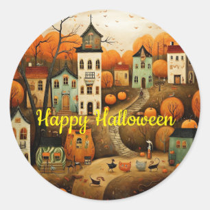 Happy Halloween colorful illustration Classic Round Sticker