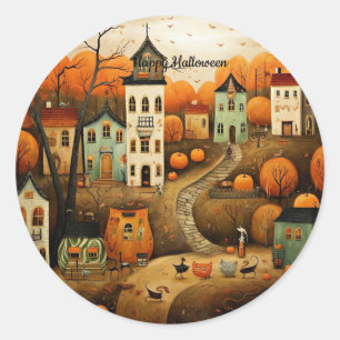Happy Halloween colorful illustration Classic Round Sticker