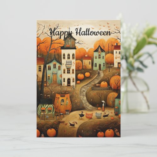 Happy Halloween colorful illustration Holiday Card