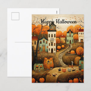 Happy Halloween colorful illustration Holiday Postcard