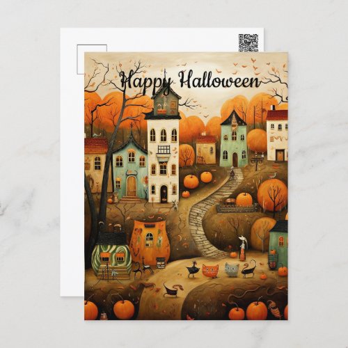 Happy Halloween colorful illustration Holiday Postcard