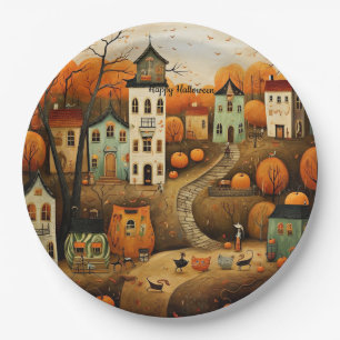 Happy Halloween colorful illustration Paper Plates