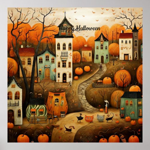 Happy Halloween colorful illustration Poster