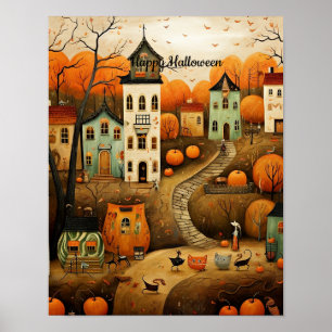 Happy Halloween colorful illustration Poster