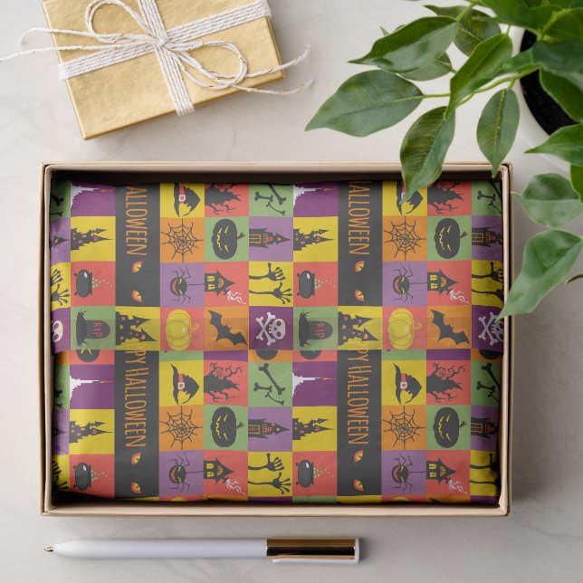 Happy Halloween Colorful Modern Icons | Holidays Tissue Paper (Gift)