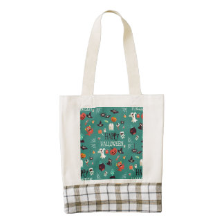 Happy Halloween Colorful Pattern Zazzle HEART Tote Bag