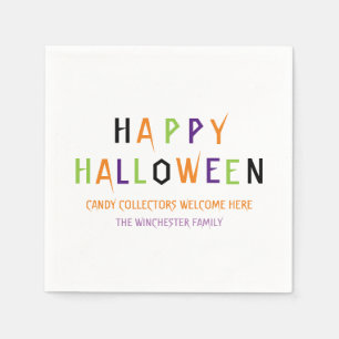 Happy Halloween colorful spooky Custom text Napkins