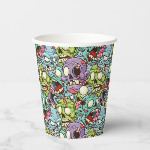 Happy Halloween Colorful Zombie Pattern Paper Cups