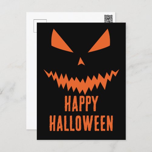 Happy Halloween Cool scary Jack OLantern pumpkin Postcard