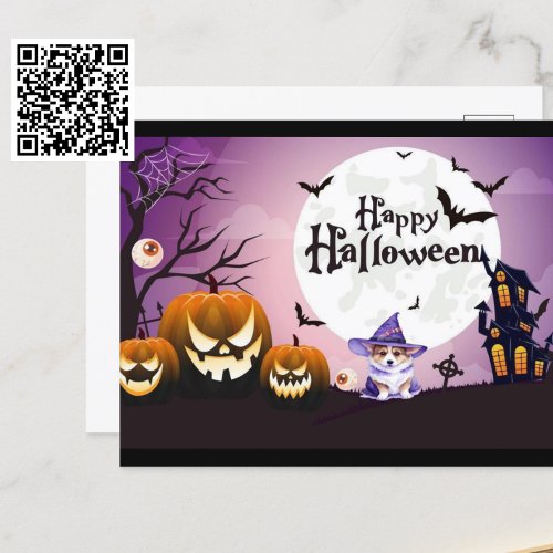 Happy Halloween Corgi Witch Postcard