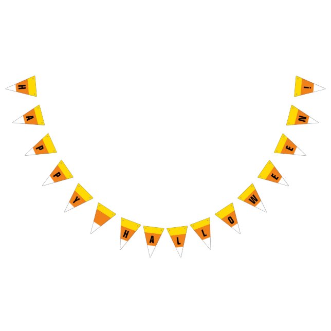 Happy Halloween Corn Candy Orange Yellow White Bunting Flags (All)