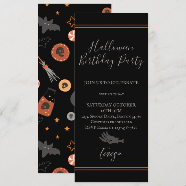 Happy Halloween Costume Birthday Party  Invitation (Front/Back)