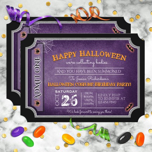 Happy Halloween Costume Birthday Party Invitation