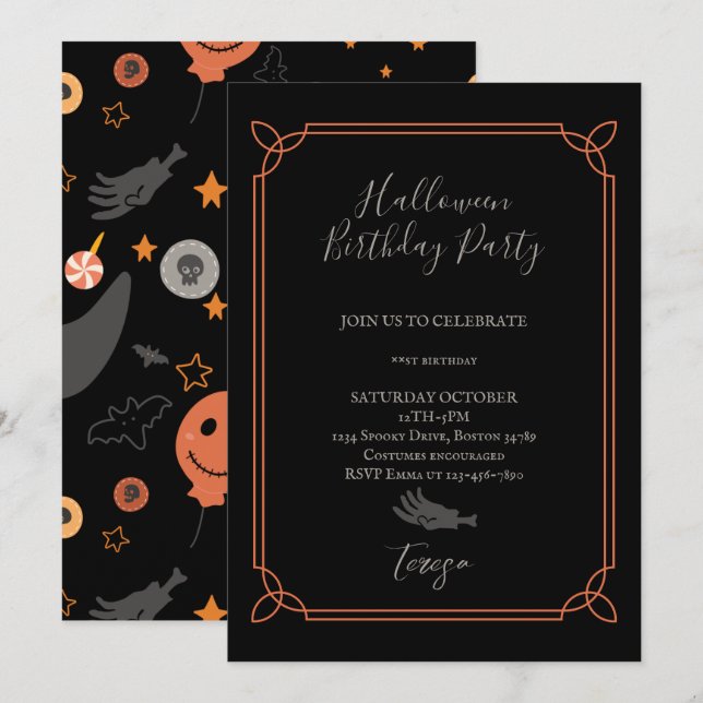 Happy Halloween Costume Birthday Party  Invitation (Front/Back)