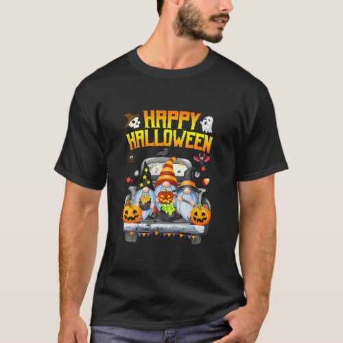 Happy Halloween Costume Funny Gnomes Pumpkin T_Shirt