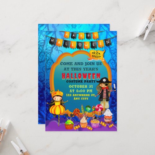 Happy Halloween Costume kids Party Celebration Invitation