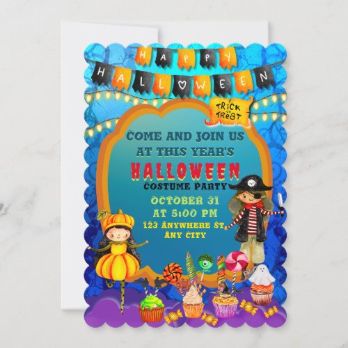 Happy Halloween Costume kids Party Celebration Invitation