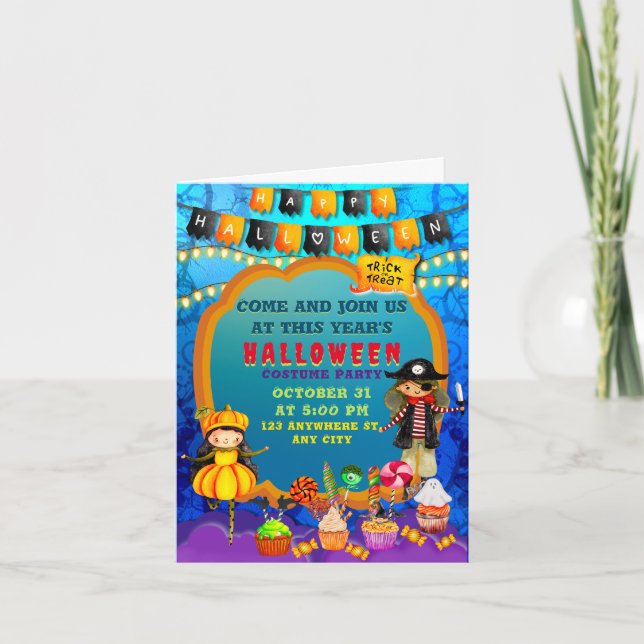 Happy Halloween Costume kids Party Celebration Invitation (Front)