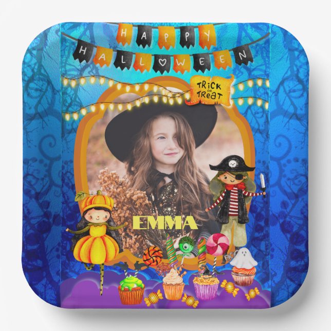 Happy Halloween Costume kids Party Celebration Paper Plates (Front)