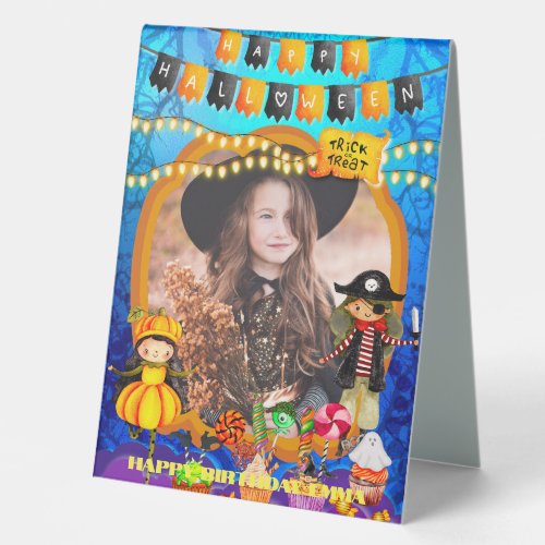 Happy Halloween Costume kids Party Celebration Table Tent Sign