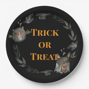 Happy Halloween Costume Party Bat  Paper Plates
